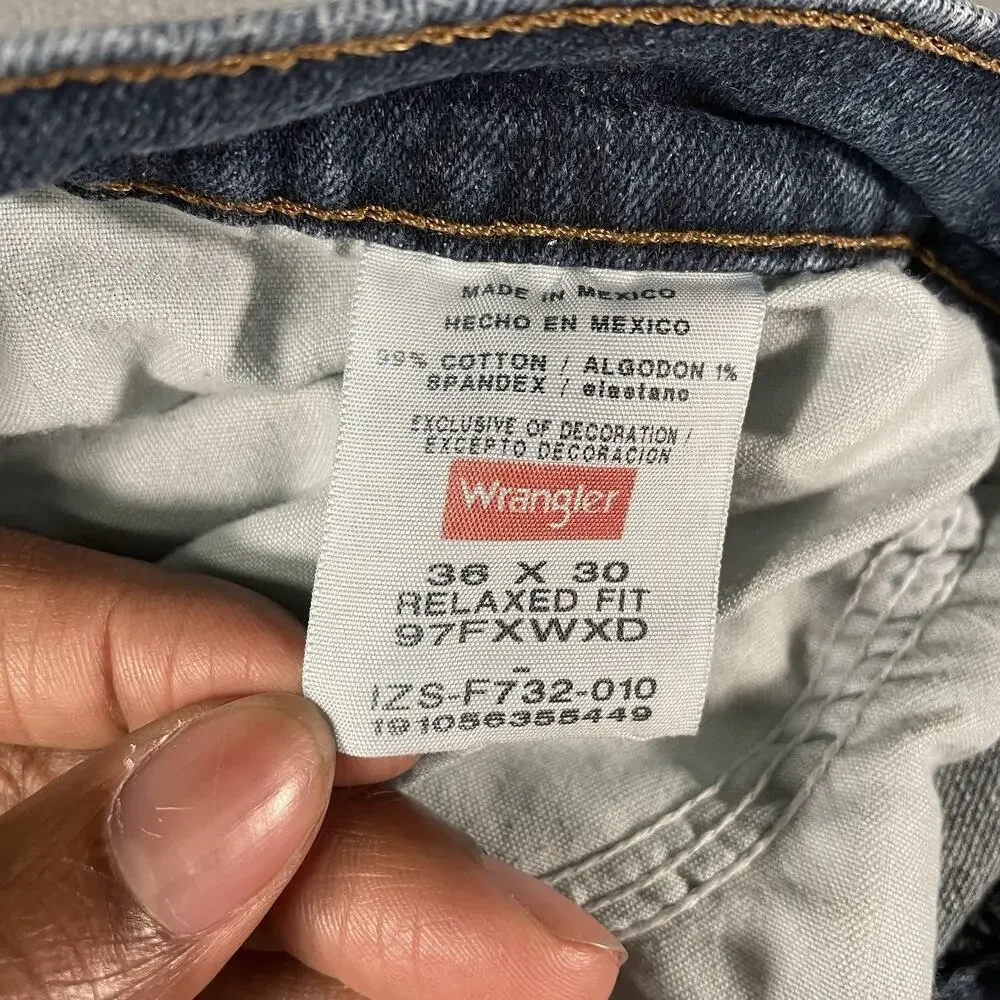 Wrangler Five Star Relaxed Fit Jeans Mens 36x30 Blue Straight 97FXWXD